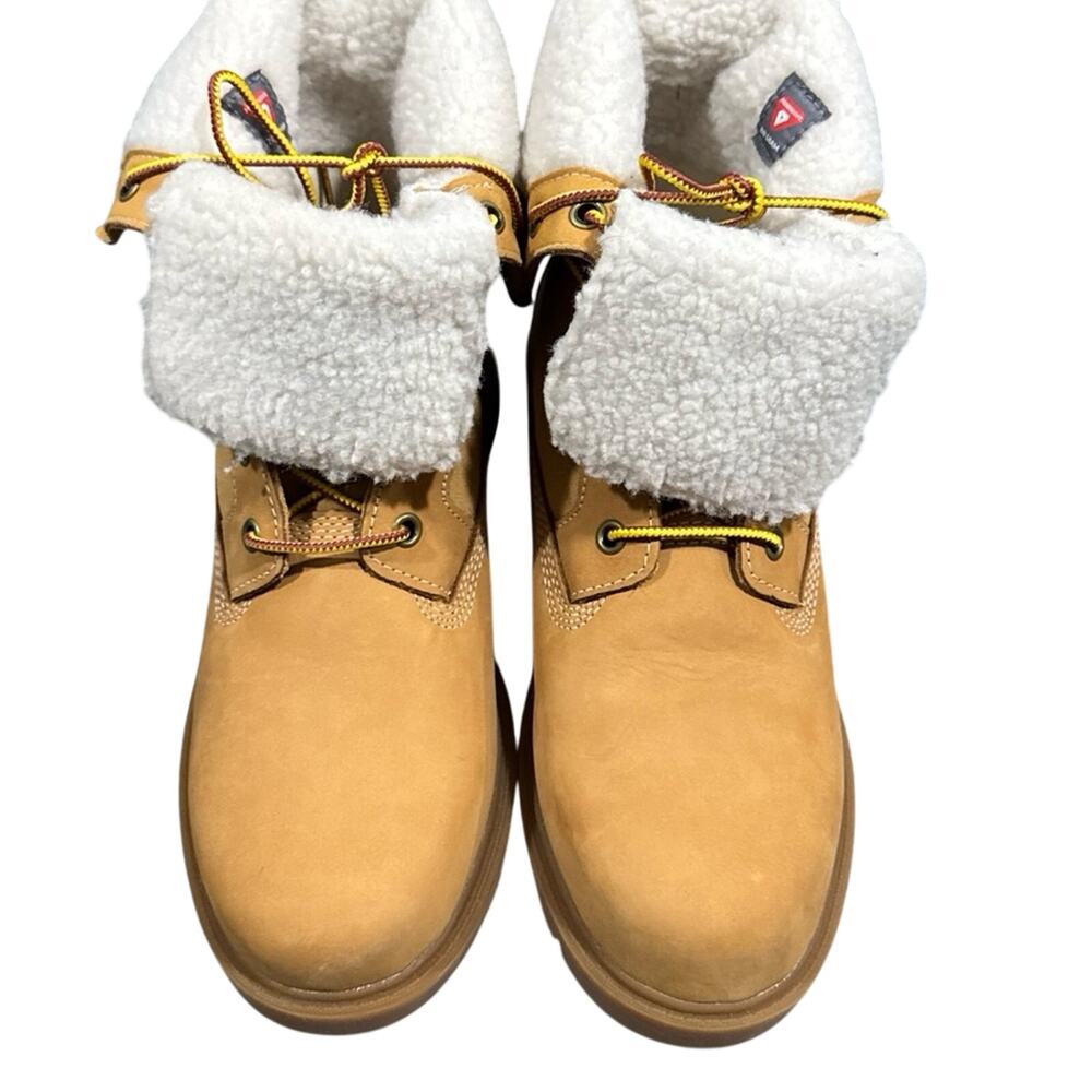 Timberland Linden Woods W/P Fleece Fold Down Women's Boots-Wheat Nubuck-Size:8.5 - Picture 4 of 13